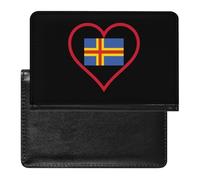 I Love Aland Island Red Heart Slim Passport Holder Credit Card Cover Travel Essentials Wallet