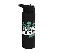 I Love Aliens Cute Alien Characters Stainless Steel Insulated Water Bottle