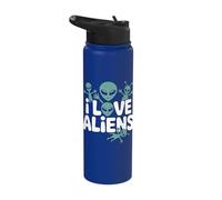 I Love Aliens Cute Alien Characters Stainless Steel Insulated Water Bottle