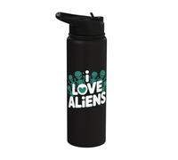 I Love Aliens Cute Extraterrestrial Graphic Stainless Steel Insulated Water Bottle