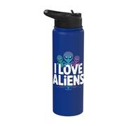 I Love Aliens Outer Space Adventure Stainless Steel Insulated Water Bottle