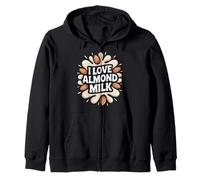 I Love Almond Milk Nuts Splash Text Zip Hoodie