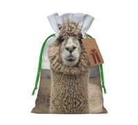I Love Alpacas Print Christmas Gift Bag, Drawstring Christmas Bags Reusable Gift Bags With Name Tags