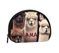 I Love Alpacas Printed Mini Shell-Shaped Coin Purse Zipper Pouch Change Holder Wallet For Men Women
