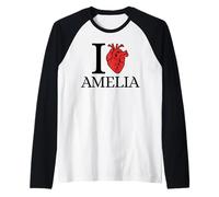 I Love Amelia Funny Anatomically Correct Heart Raglan Baseball Tee
