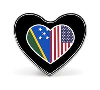 I Love America And The Solomon Islands Funny Lapel Pins Heart Button Brooch Badge Pin Hat Clothes Bag Jewelry for Men Women