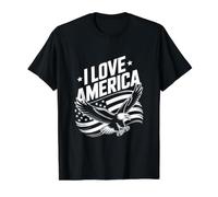I Love America Bold Eagle Stars Stripes Value Graphic T-Shirt, Men, Black, M
