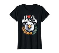 I Love America Bold Eagle Wheat Olive Value Graphic T-Shirt, Women, Black, M