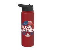 I Love America Eagle Capitol Flag Stainless Steel Insulated Water Bottle