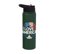 I Love America Eagle Capitol Flag Stainless Steel Insulated Water Bottle