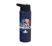 I Love America Eagle Capitol Flag Stainless Steel Insulated Water Bottle