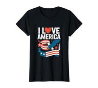 I Love America Eagle Pride Value Graphic T-Shirt, Women, Black, S