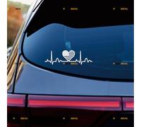 I Love America Heart Beat American USA Flag Sticker Decal Vinyl - White 20.3cm - for Car Boat Laptop Cup No Background Die-Cut