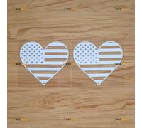 I Love America Heart Shaped USA Flag Sticker Decal Vinyl - 2 Pack White 10.2cm - for Car Boat Laptop Cup No Background Die-Cut