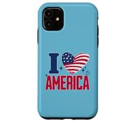 I Love America Proud Patriot American USA Heart 4th of July Case for iPhone 11
