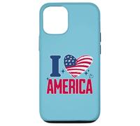 I Love America Proud Patriot American USA Heart 4th of July Case for iPhone 12/12 Pro
