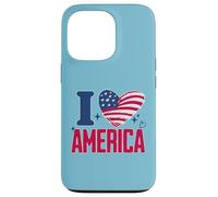 I Love America Proud Patriot American USA Heart 4th of July Case for iPhone 13 Pro