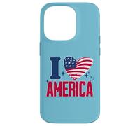 I Love America Proud Patriot American USA Heart 4th of July Case for iPhone 14 Pro