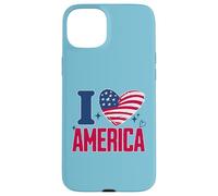I Love America Proud Patriot American USA Heart 4th of July Case for iPhone 15 Plus
