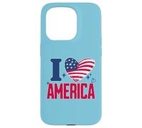 I Love America Proud Patriot American USA Heart 4th of July Case for iPhone 15 Pro