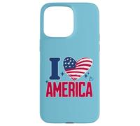 I Love America Proud Patriot American USA Heart 4th of July Case for iPhone 15 Pro Max