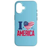 I Love America Proud Patriot American USA Heart 4th of July Case for iPhone 16