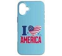 I Love America Proud Patriot American USA Heart 4th of July Case for iPhone 16 Plus