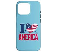 I Love America Proud Patriot American USA Heart 4th of July Case for iPhone 16 Pro
