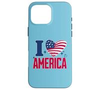 I Love America Proud Patriot American USA Heart 4th of July Case for iPhone 16 Pro Max