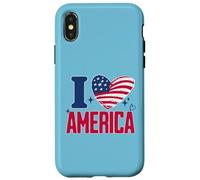 I Love America Proud Patriot American USA Heart 4th of July Case for iPhone X/XS