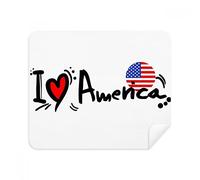 I Love America World Flag Heart Phone Screen Cleaner Glasses Cleaning Cloth 2pcs Suede Fabric