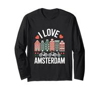I Love Amsterdam City Skyline Design Long Sleeve T-Shirt