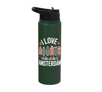 I Love Amsterdam City Skyline Design Stainless Steel Insulated Water Bottle