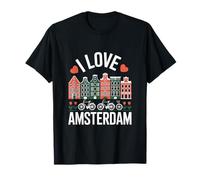 I Love Amsterdam City Skyline Design T-Shirt