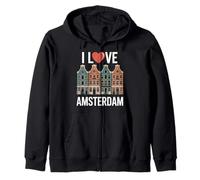 I Love Amsterdam Heart Canal Houses Zip Hoodie