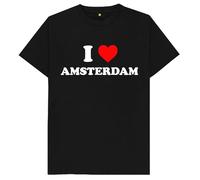 I Love Amsterdam Kids Womens Mens T Shirt XXXL Black
