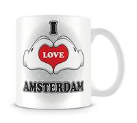 I Love Amsterdam Mug - Add Photo - Personalised Love-Heart Hands Design Gift