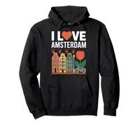 I Love Amsterdam Tulip Canal Houses Bicycle Pullover Hoodie
