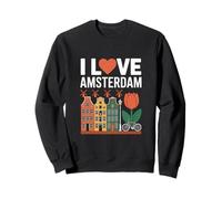 I Love Amsterdam Tulip Canal Houses Bicycle Sweatshirt