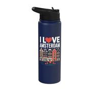 I Love Amsterdam Tulip Canal Houses Stainless Steel Insulated Water Bottle