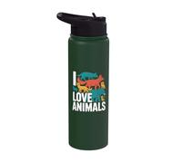 I Love Animals Compassionate Creature Advocate Stainless Steel Insulated Water Bottle