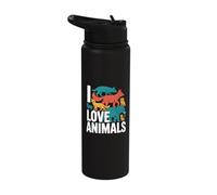I Love Animals Compassionate Creature Advocate Stainless Steel Insulated Water Bottle
