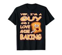 I Love Anime and Baking Funny Guy Cartoon T-Shirt