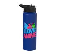 I Love Anime Colorful Characters Silhouettes Stainless Steel Insulated Water Bottle