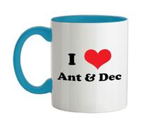 I Love Ant & Dec - 11oz - Ceramic Two-Tone Mug for Coffee/Tea - Babyblue/White - One Size