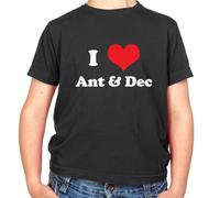 I Love Ant & Dec - Childrens/Kids Crewneck T-Shirt - Black - L (9-11 Years)