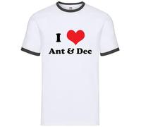 I Love Ant & Dec - Mens Contrast Ringer T-Shirt - White/Black - Small