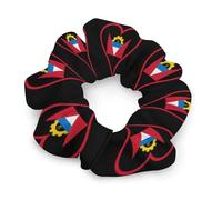 I Love Antigua And Barbuda Red Heart Hair Scrunchies for Women Elastic Hair Bands Soft Hair Ties for Styling Gift Christmas Valentine's Day