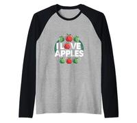 I Love Apples Juicy Fruit Enthusiast Raglan Baseball Tee
