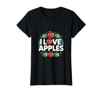 I Love Apples Juicy Fruit Enthusiast Value Graphic T-Shirt, Women, Black, L
